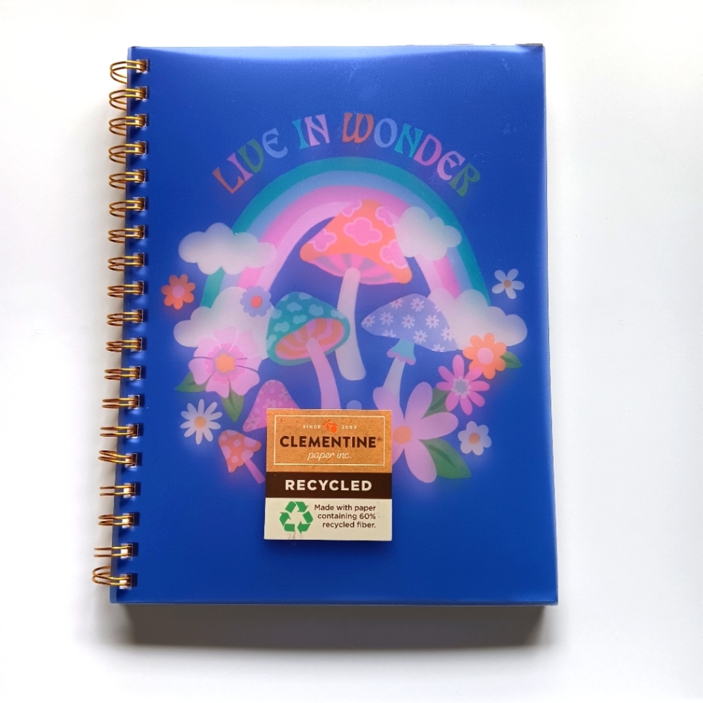 NEW Clementine Paper Inc. Spiral Bound Notebook Live in Wonder Mushrooms Flowers